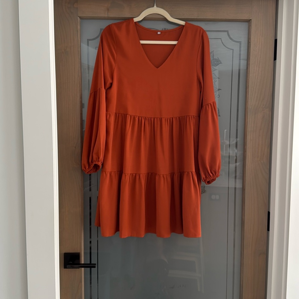 Burnt orange long sleeve dress